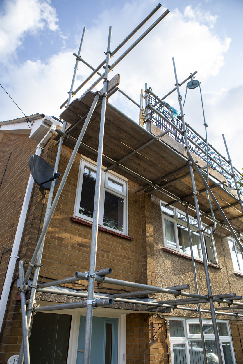 Scaffolding on a semi-detached house